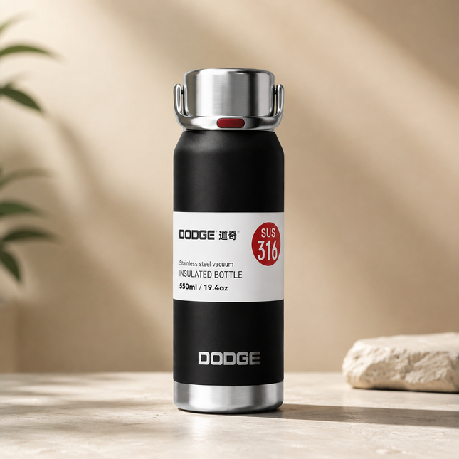 Dodge Stainless Steel Insulated Water Bottle Travel Sport Cup Hot Cold Drinks 550ml 750ml