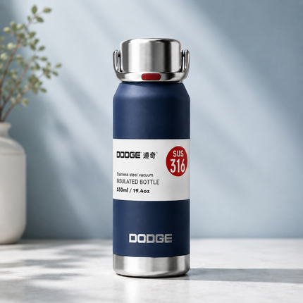 Dodge Stainless Steel Insulated Water Bottle Travel Sport Cup Hot Cold Drinks 550ml 750ml