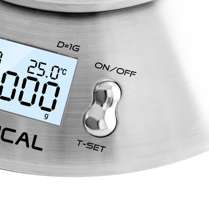 Lexical Germany Digital Kitchen Scale 5kg Food Weighing Stainless Steel Bowl LCD Display Timer & Temperature Sensor