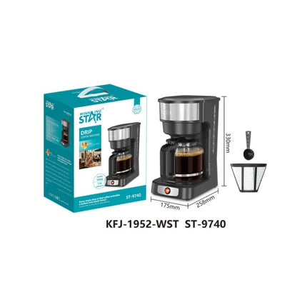 Winning Star 1.5L Drip Coffee Machine 12 Cup Coffee Maker Glass Carafe