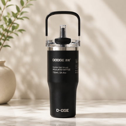 Dodge 750ml Dual Drink Insulated Travel Tumbler Hot Cold Coffee Tea Cup