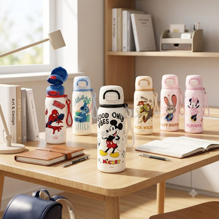 Character Design 500ml Insulated Water Bottle Kids School Travel Gift Sports