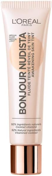 L'Oréal Paris Bonjour Nudista Awakening Skin Tint – Medium Light, 92% Natural Ingredients, Hydrating & Brightening Face Tint (30ml)