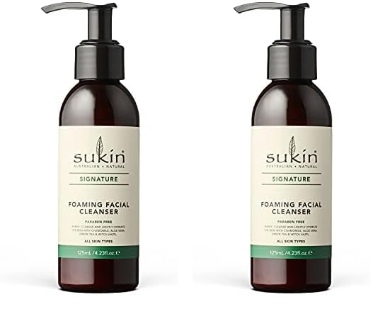 Sukin Australian Natural Foaming Facial Cleanser Pump, Gentle Gel Cleanser with Green Tea, Aloe Vera & Chamomile to Purify, Soothe & Tighten Skin, 4.23 Fl Oz