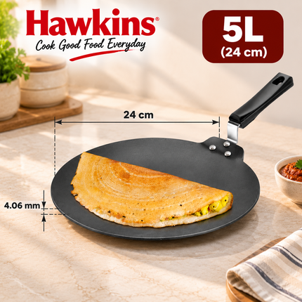 Hawkins Hard Anodized Non Stick Tava 3L 5L Aluminium Griddle 4.88mm Heavy Gauge Body