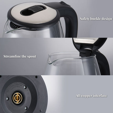 Winning Star 1.8L 1500W Electric Kettle Rapid Boil Glass Stainless Steel Water Boiler Auto Shut-Off