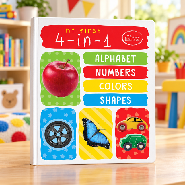 My First 4 in 1 Learning Book for Kids Alphabet Numbers Colors Shapes Preschool