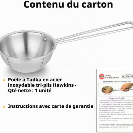 Hawkins 1.5 Cup Tadka Pan 360 ml Stainless Steel Induction Plate Silver