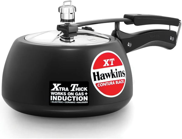Hawkins Black 3, 3.5 Litre Pressure Cooker, Hard Anodised, Induction & Gas Compatible, Black