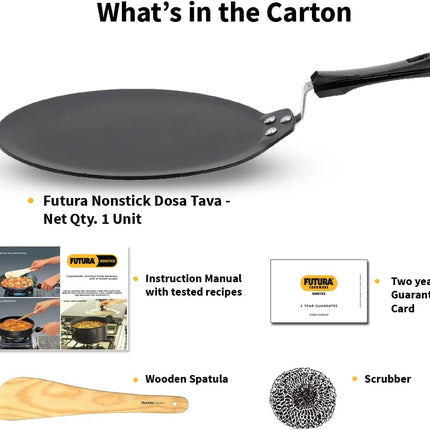 Hawkins Futura Hard Anodised Non Stick Flat Tava 26cm 30cm Induction Compatible Dosa Griddle Pan