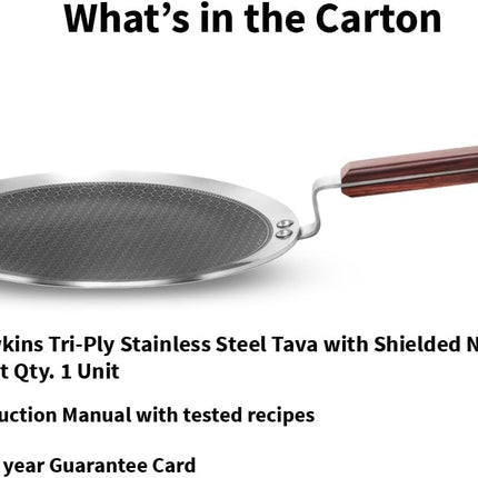 Hawkins Futura Triply Stainless Steel Non Stick Tava 26cm 28cm Shielded Honeycomb Dosa Paratha Pan Induction Compatible