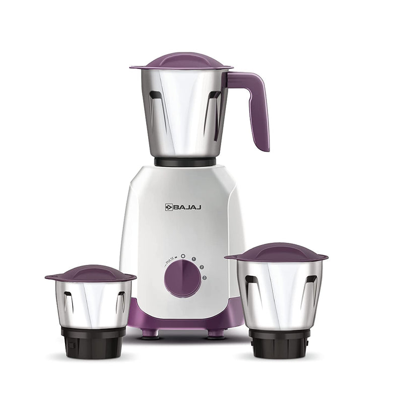 BAJAJ Elegance Ninja Series Purple 500 Mixer Grinder (3 Jars, White & Purple)