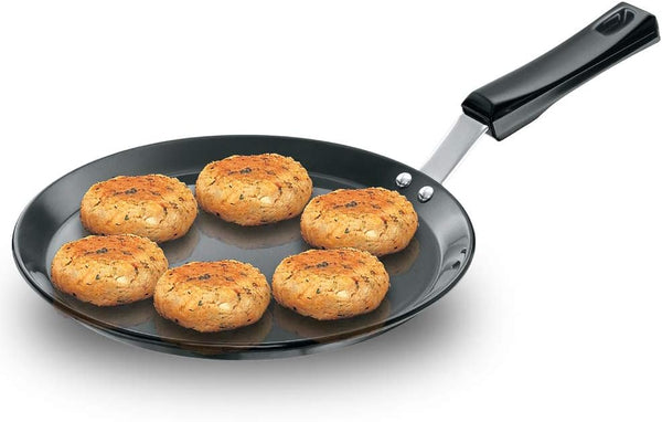 Futura Hard Anodised Flat Tawa 10-Inch (4.88mm) Non-Stick Griddle Pan with Sturdy Handle for Roti, Dosa & Pancakes