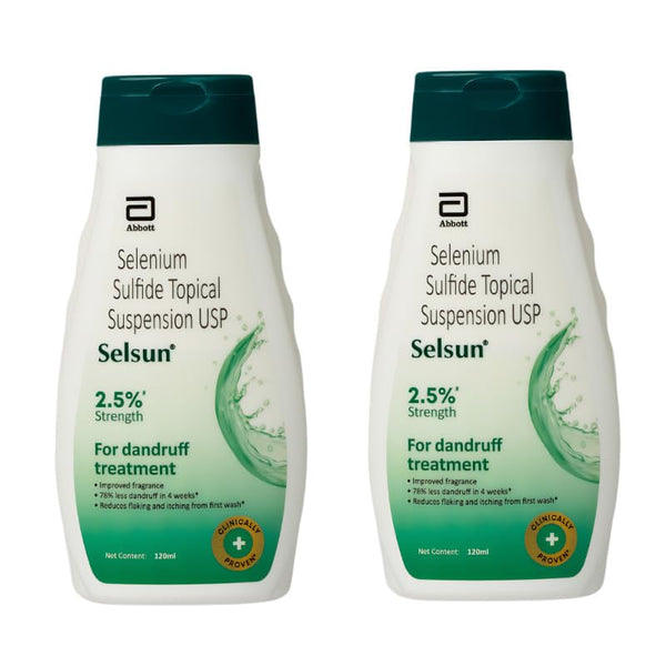 Abbott Selsun Selsun Suspension Anti Dandruff Shampoo, Clears away dandruff flakes, Relieves from excessive oil, Relieves from dandruff related itching (120ml)- Pack of 2