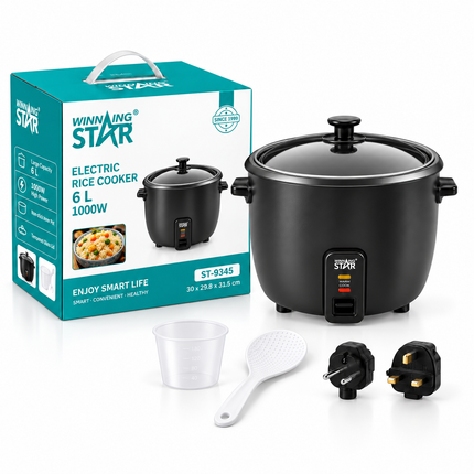 Winning Star Electric Rice Cooker Non-Stick Inner Pot Glass Lid 4L 700W 6L 1000W Automatic Keep Warm Function
