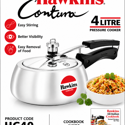 Hawkins Contura Aluminium Pressure Cooker 2L 3L 4L 5L Silver Cooker Gas Electric Stove