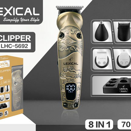 Lexical Germany 8-in-1 Hair Clipper Rechargeable Hair & Beard Trimmer USB Type-C Charging