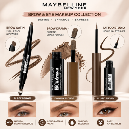 Maybelline Brow Makeup Eyebrow Pencil Powder Liquid Eyeliner Blonde Black Brown