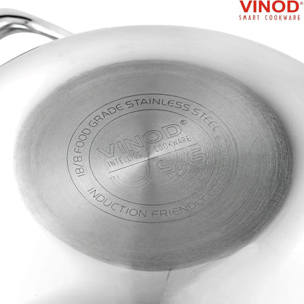 VINOD Platinum Triply Stainless Steel Deep Kadhai Kadai + Lid 26cm 28cm 30cm GAS Induction
