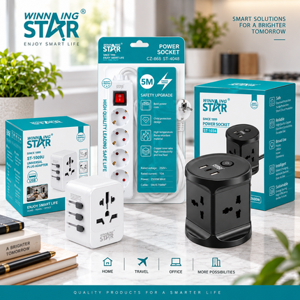 Winning Star 4 Way Extension Socket with USB Type C Charging 2500W