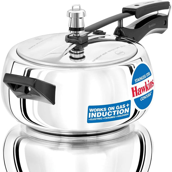 Hawkins Contura Pressure Cooker, Stainless Steel Cooker, Handi Cooker, Induction Cooker, Silver