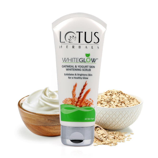 Lotus Herbals WhiteGlow Skin Brightening Oatmeal & Yogurt Scrub | Gentle Exfoliator | Removes Tan and Blackheads | Face Scrub for Women & Men | 100g , Lotus Herbals Safe Sun 3-In-1 Matte Look Daily Sunblock Sunscreen SPF 40