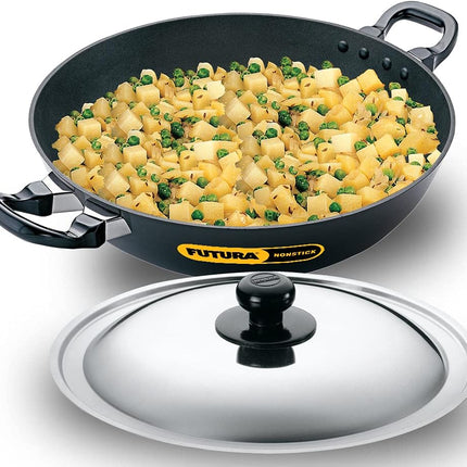Hawkins Futura Non Stick Deep Fry Pan 2.5L 4L Hard Anodised Aluminium Pan + Lid