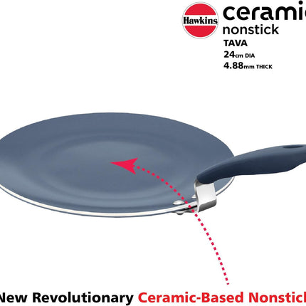 Hawkins Ceramic Non Stick Tava 24cm Induction Griddle with German Ceramic Coating