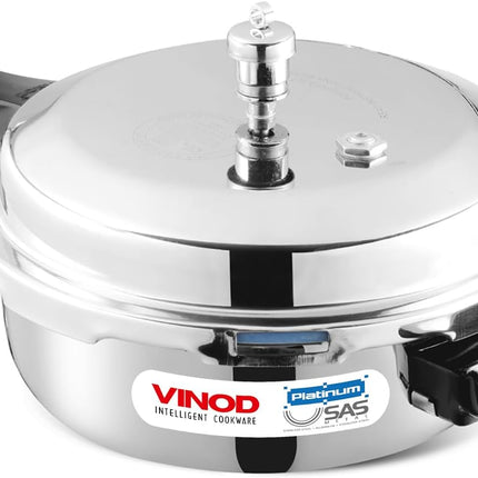 VINOD Platinum Tri-Ply Stainless Steel Outer Lid Pressure Cooker Induction Gas Compatible 1.5L 2L 2L Mini