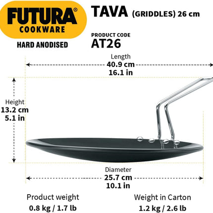 Futura Hawkins Hard Anodised Concave Tawa Roti Chapati Paratha Egg Meat PAN