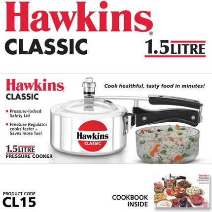 Hawkins Classic Aluminium Pressure Cooker 1.5L to 10L Silver Cooker Pressure Regulator