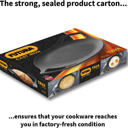 Hawkins Futura Cast Iron Tawa 24cm Pre Seasoned Naturally Non Stick Roti Chapati Griddle