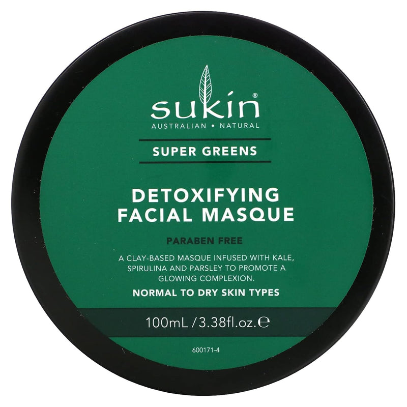 Sukin Australian Natural Super Greens Detoxifying Facial Masque, 3.38 Oz