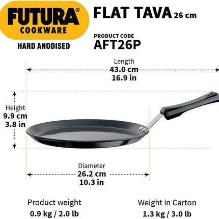 Hawkins Futura Hard Anodised Flat Tava 22cm 26cm Aluminium Griddle Dosa