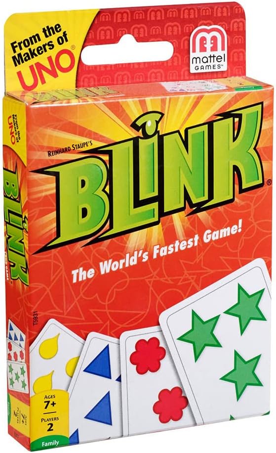 Mattel Games Reinhard Staupe's Blink Family Card Game, Travel-Friendly, with 60 Cards and Instructions, Great for 7 Year Olds and Up