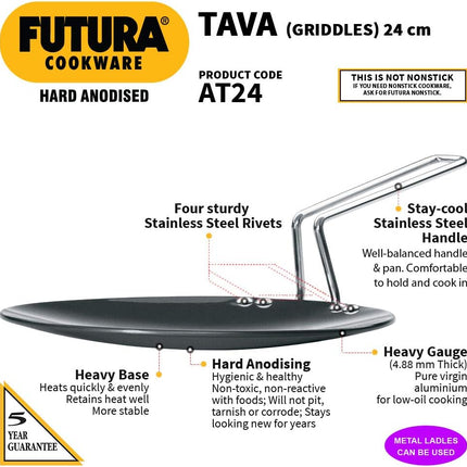Futura Hawkins Hard Anodised Concave Tawa Roti Chapati Paratha Egg Meat PAN