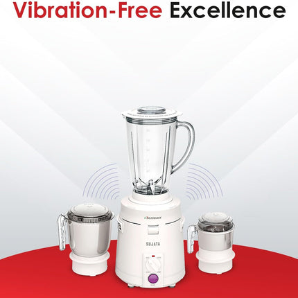 Sujata Supermix 900W Indian Mixer Grinder with 3 Stainless Steel Jars for Wet Dry Grinding and Chutney