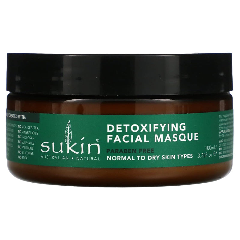 Sukin Australian Natural Super Greens Detoxifying Facial Masque, 3.38 Oz