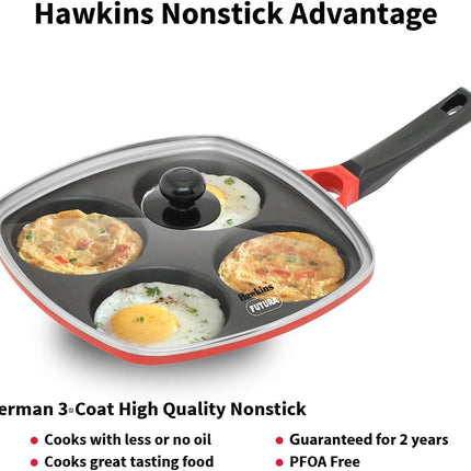 Hawkins 30cm Multi Snack Pan Non Stick Mini Uttapam Pan + Glass Lid