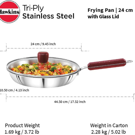 HAWKINS Triply 3mm Nerezová pánev se skleněnou poklicí (26 cm)