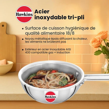 Hawkins 1.5 Cup Tadka Pan 360 ml Stainless Steel Induction Plate Silver