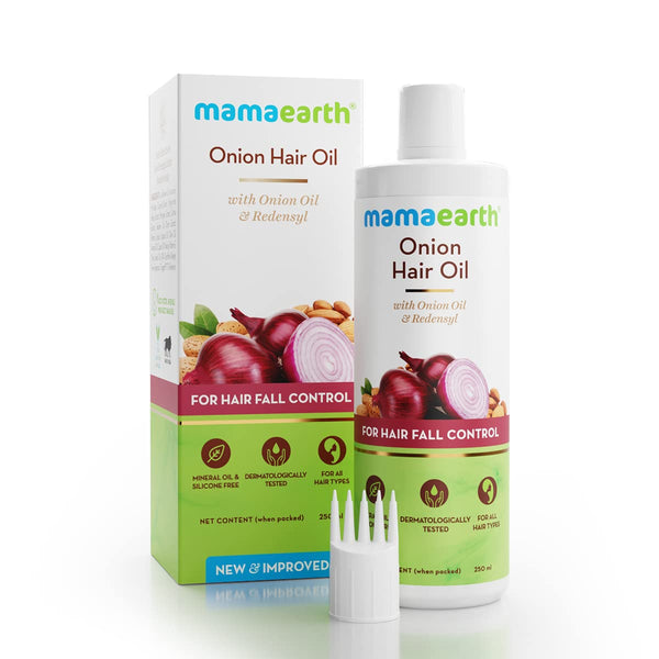 Mamaearth Onion Hair Oil for Men & Women with Onion & Redensyl for Hair Fall Control, Hair Growth Oil for Hair Fall - 250ml, 150ml