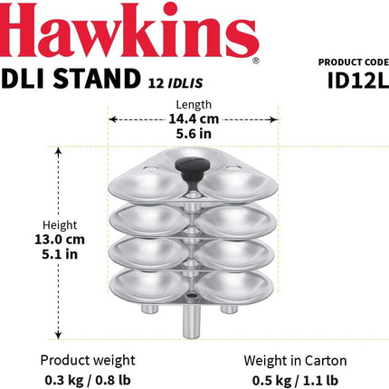 Hawkins Idli Maker Stand for 3L 5L Pressure Cooker Aluminium 12 Idli Steamer