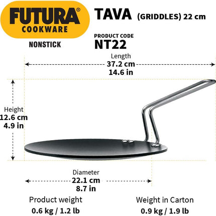 Hawkins Futura Non Stick Tava Black Steel Griddle Dosa Uttapam Roti Low Oil Cooking