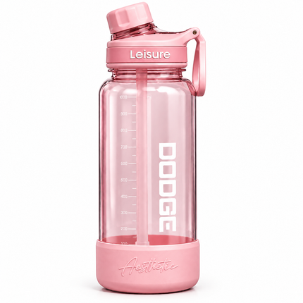 Dodge 520ml Sports Water Bottle with Straw Time Marker Carry Handle