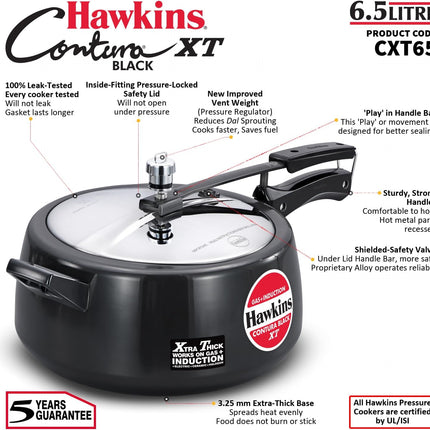 Hawkins Contura Xtra Thick Hard Anodized Pressure Cooker  2L 3L 5L 6.5L Induction Gas Electric