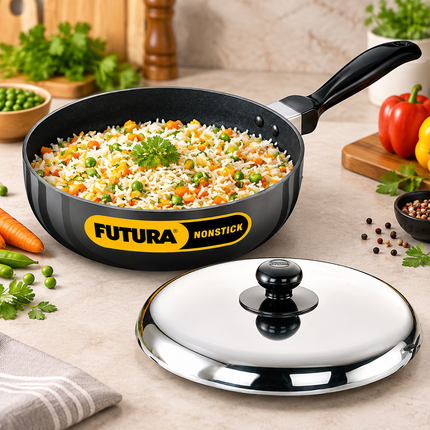 Hawkins Futura Non Stick 2.5L 3L Pan Lid Hard Anodised Aluminium Deep Frying