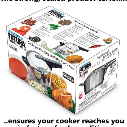 Hawkins Futura Stainless Steel Pressure Cooker 5.5L Inner Lid Induction Compatible Cooker