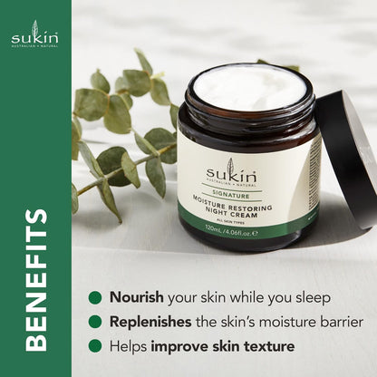 Sukin Organics Bundle Moisture Restoring Night Cream (4.06 Fl. Oz.), Purely Ageless Rejuvenating Day Cream (4.06 Oz), & Super Greens Detoxifying Facial Masque (3.38 Oz)