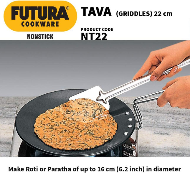 Hawkins Futura Non Stick Tava Black Steel Griddle Dosa Uttapam Roti Low Oil Cooking